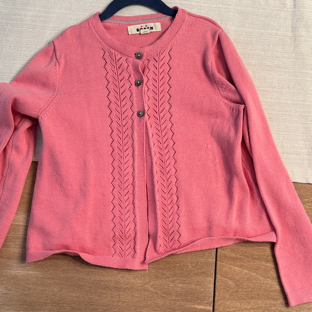 Mini Boden Coral Cardigan with Button Detail
